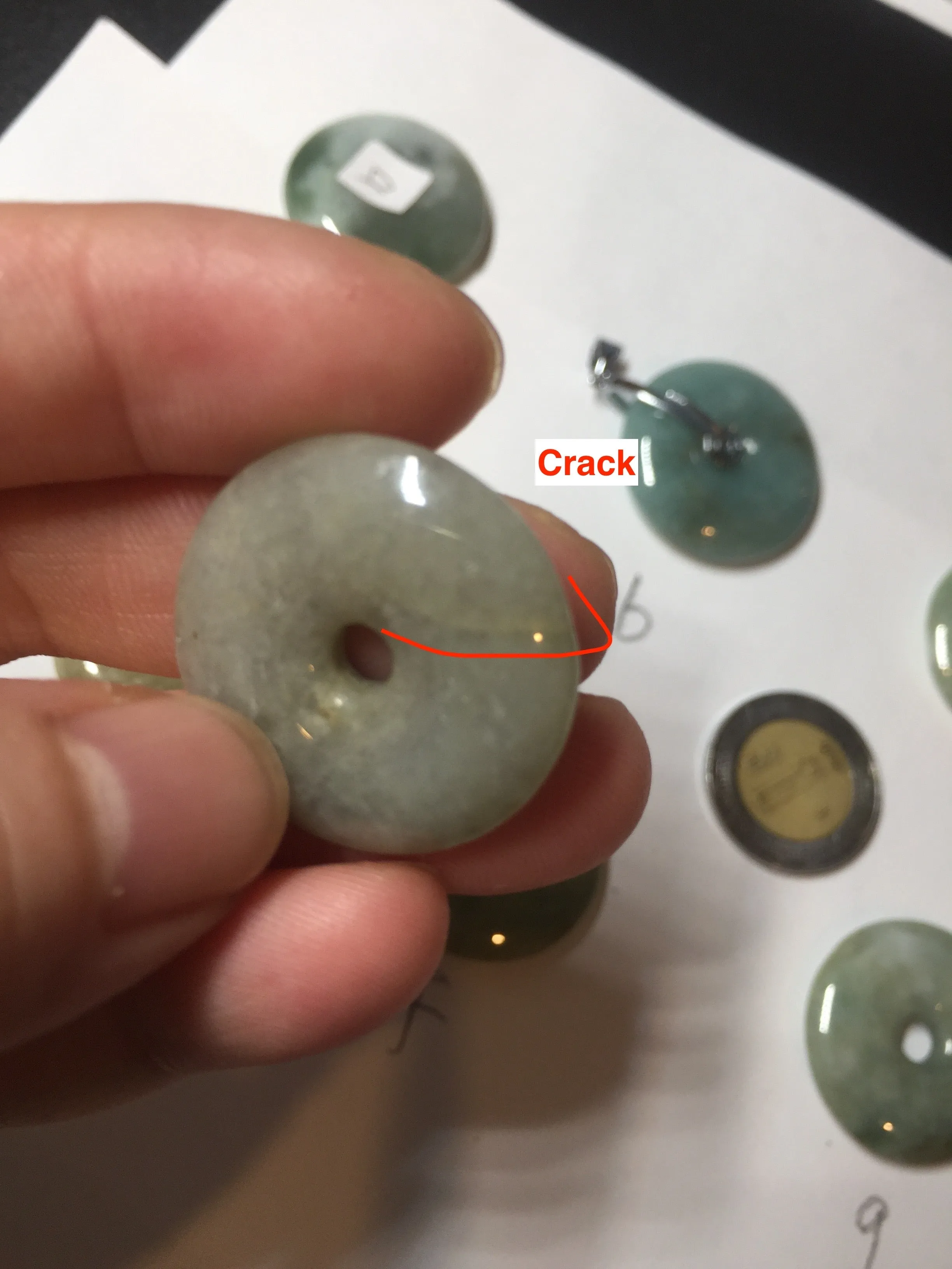 25mm 100% Natural light green/blue/gray/yellow jadeite Jade Safety Guardian Button(donut) Pendant AR101