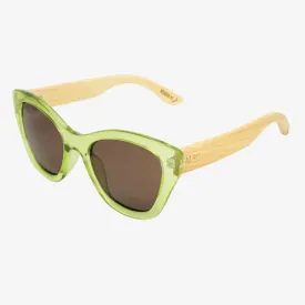 50/50s Sunnies Green Frame Wood Arm