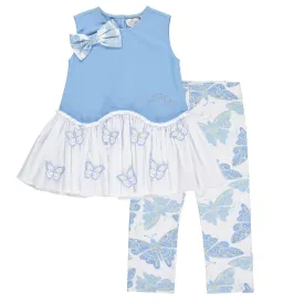 A DEE - Jean Butterfly Print Legging Set - Light Blue