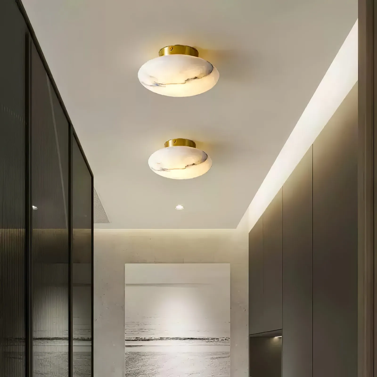 Alabaster Oval Ceiling Lamp