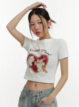 Animal Graphic Crop Tee CY408