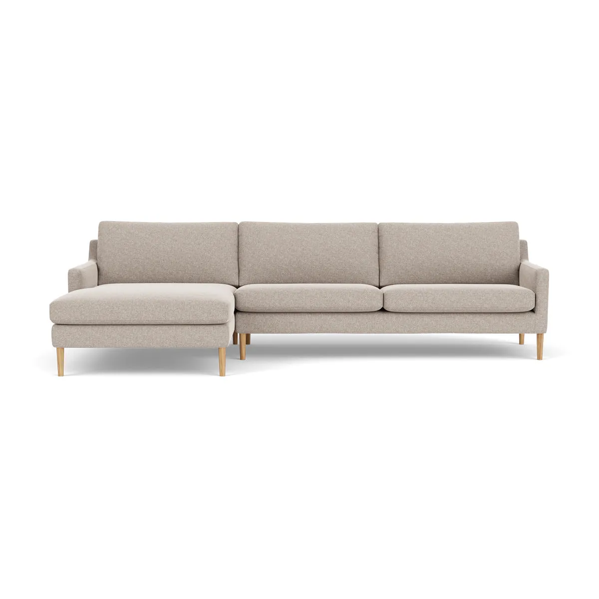 Astha Fabric Left Chaise Sofa (Oak, Stone)