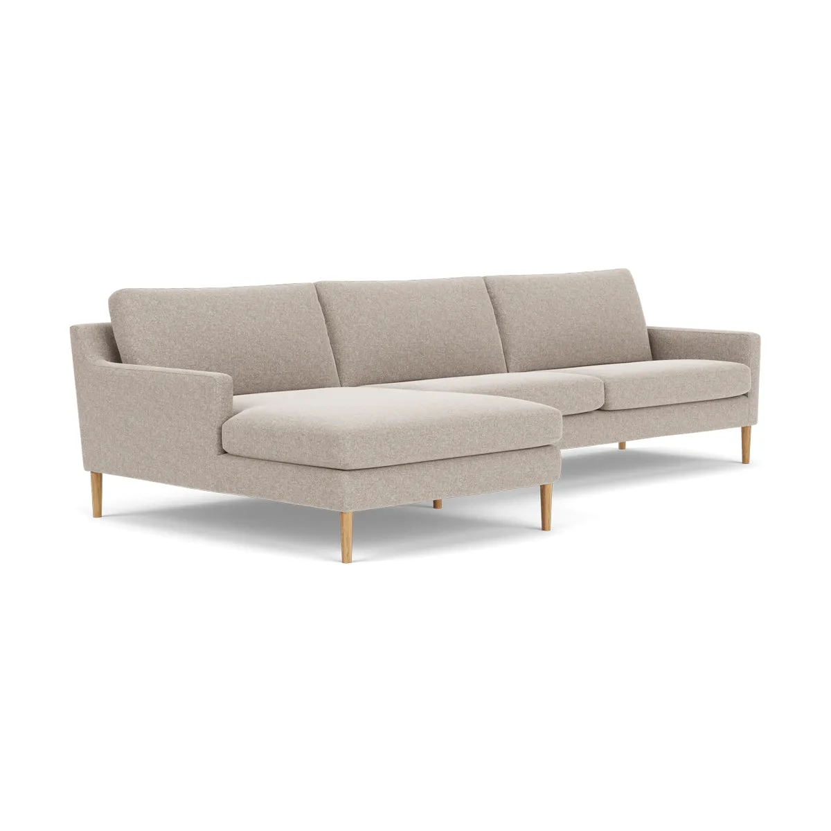 Astha Fabric Left Chaise Sofa (Oak, Stone)