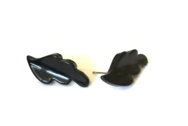 Black Swirled Leaf Vintage Lucite Stud Earrings