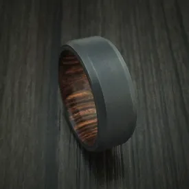 Black Titanium Men's Ring with Hardwood Interior Sleeve Custom Made