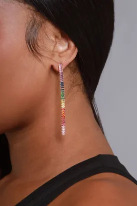 Color Your World Rhinestone Dangle Earrings  - Rainbow Multicolor