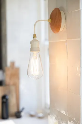 Cream Metal & Wood Wall Light