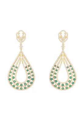 Daphne Teardrop Earrings Gold Emerald