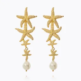 Falling Sea Star Earrings / Pearl