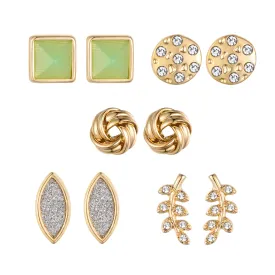 Green & Gold Post Earring Set