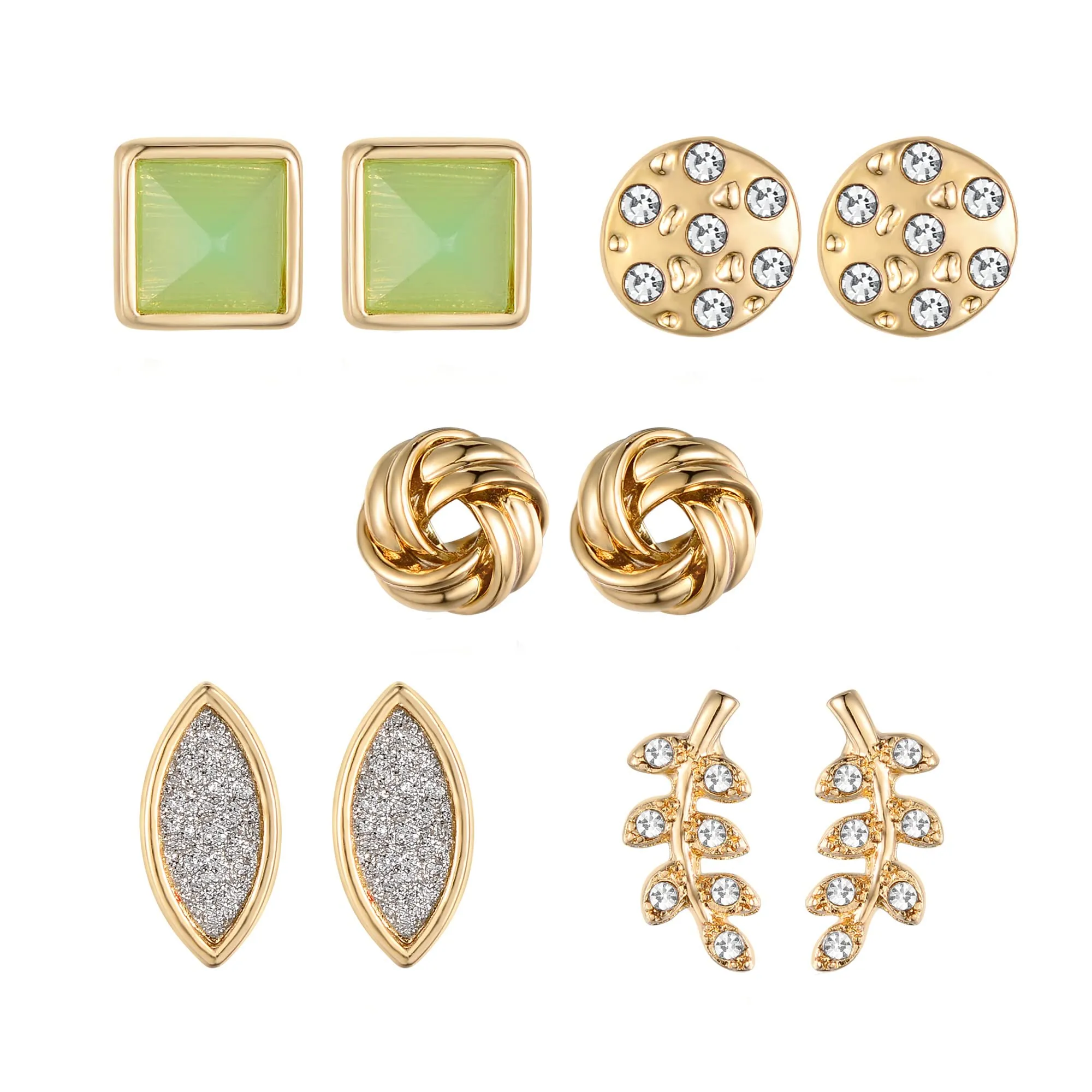 Green & Gold Post Earring Set