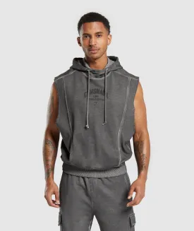 Gymshark Heavyweight Washed Cut Off Hoodie - Black