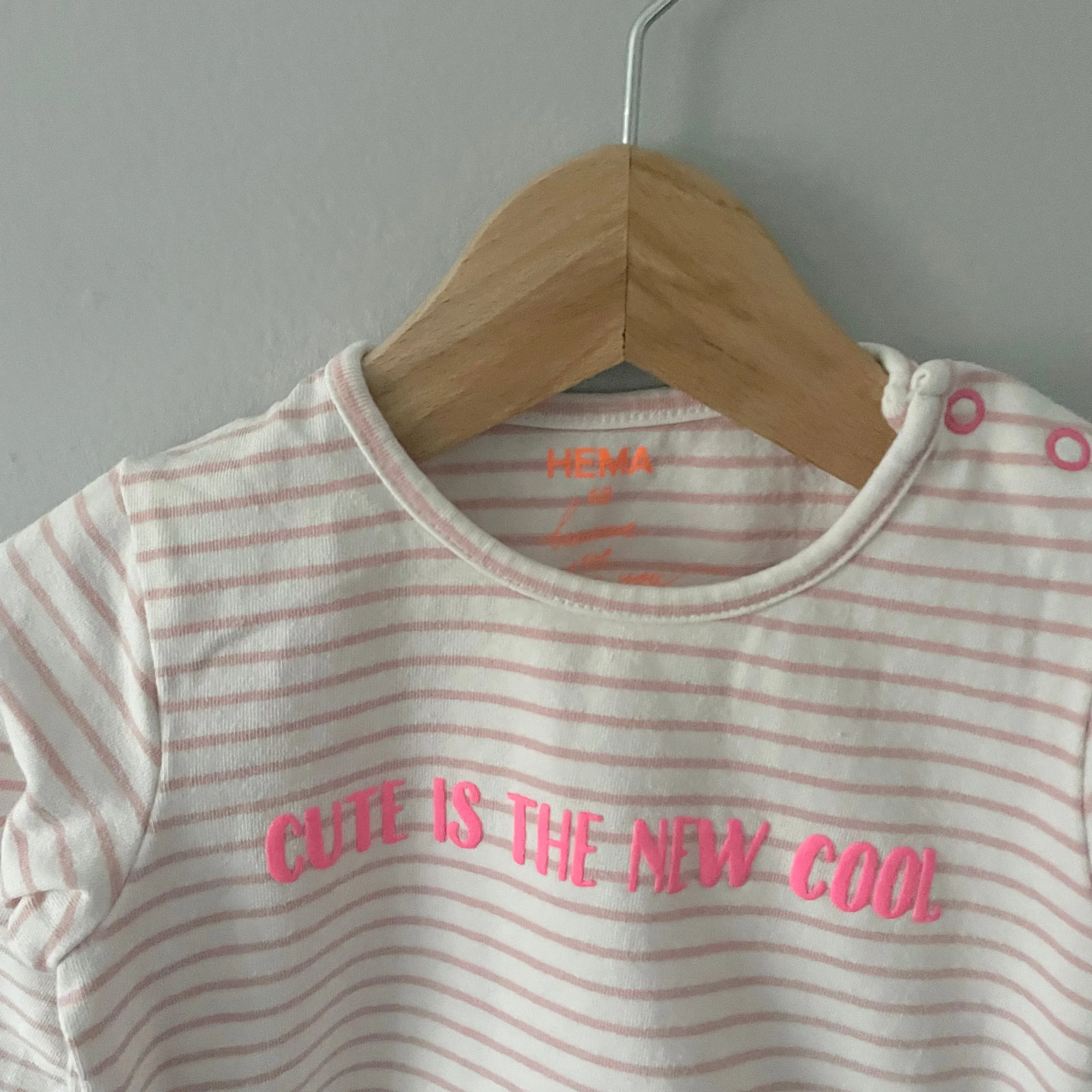 Hema / White x pink striped long sleeve / 68cm(3-6M)