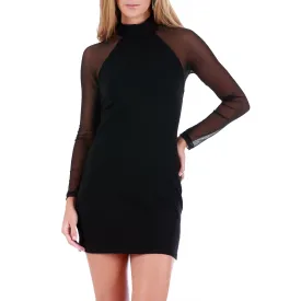 InstantFigure Mini Dress Sheer Mesh Raglan Long Sleeves 168662