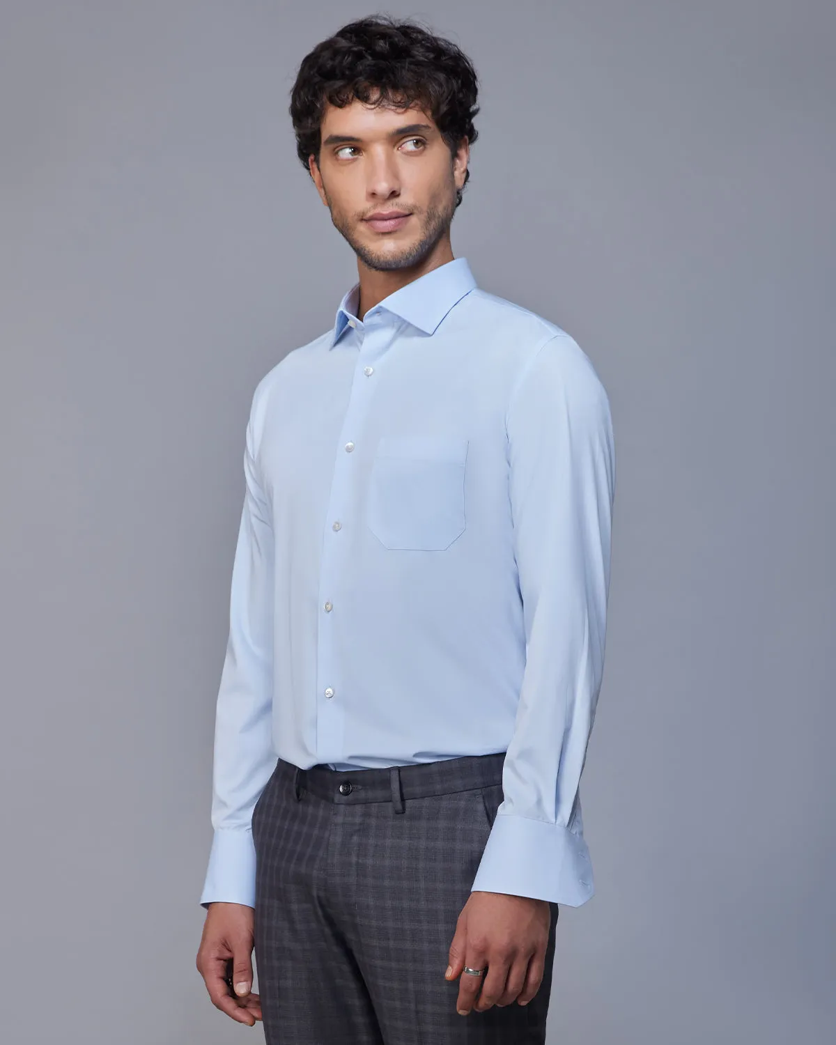 Light Blue Wrinkle Free Stretch Shirt