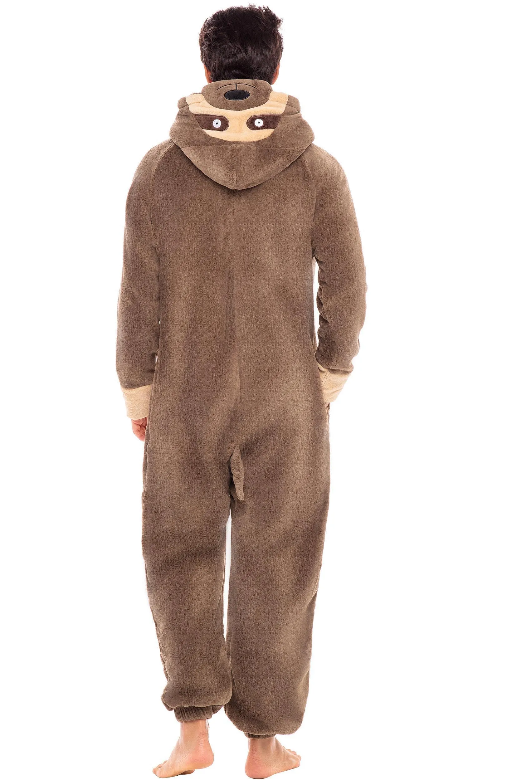 Men's Hooded Footed Adult Onesie Pajamas, Plush Winter PJs with Hood