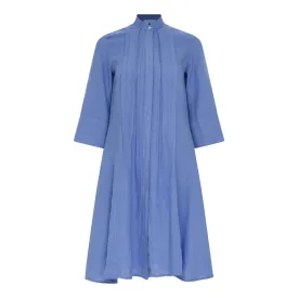 Pleat-Detailed Dress - Light Blue