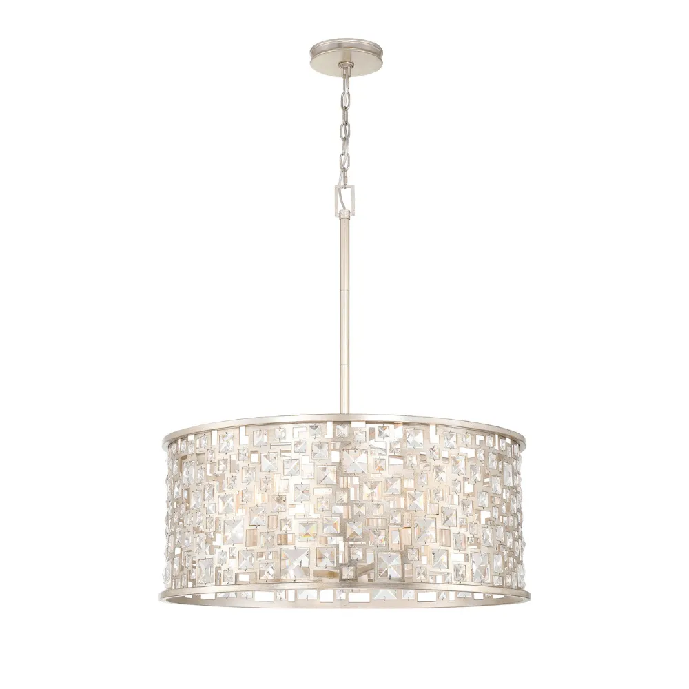 Ramsey 6 Light Pendant - Silver Leaf