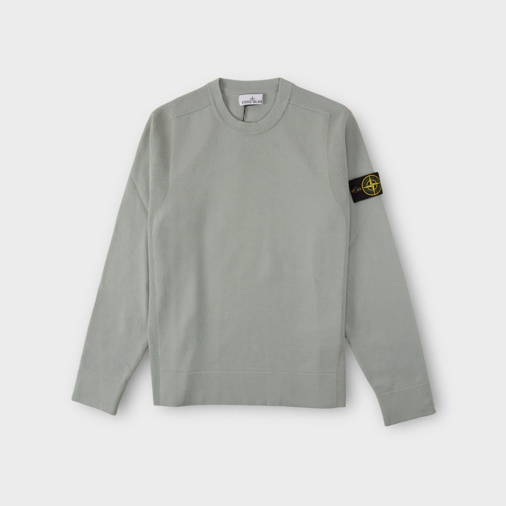 Stone Island 526A1 Uld Crewneck I Lys Grøn