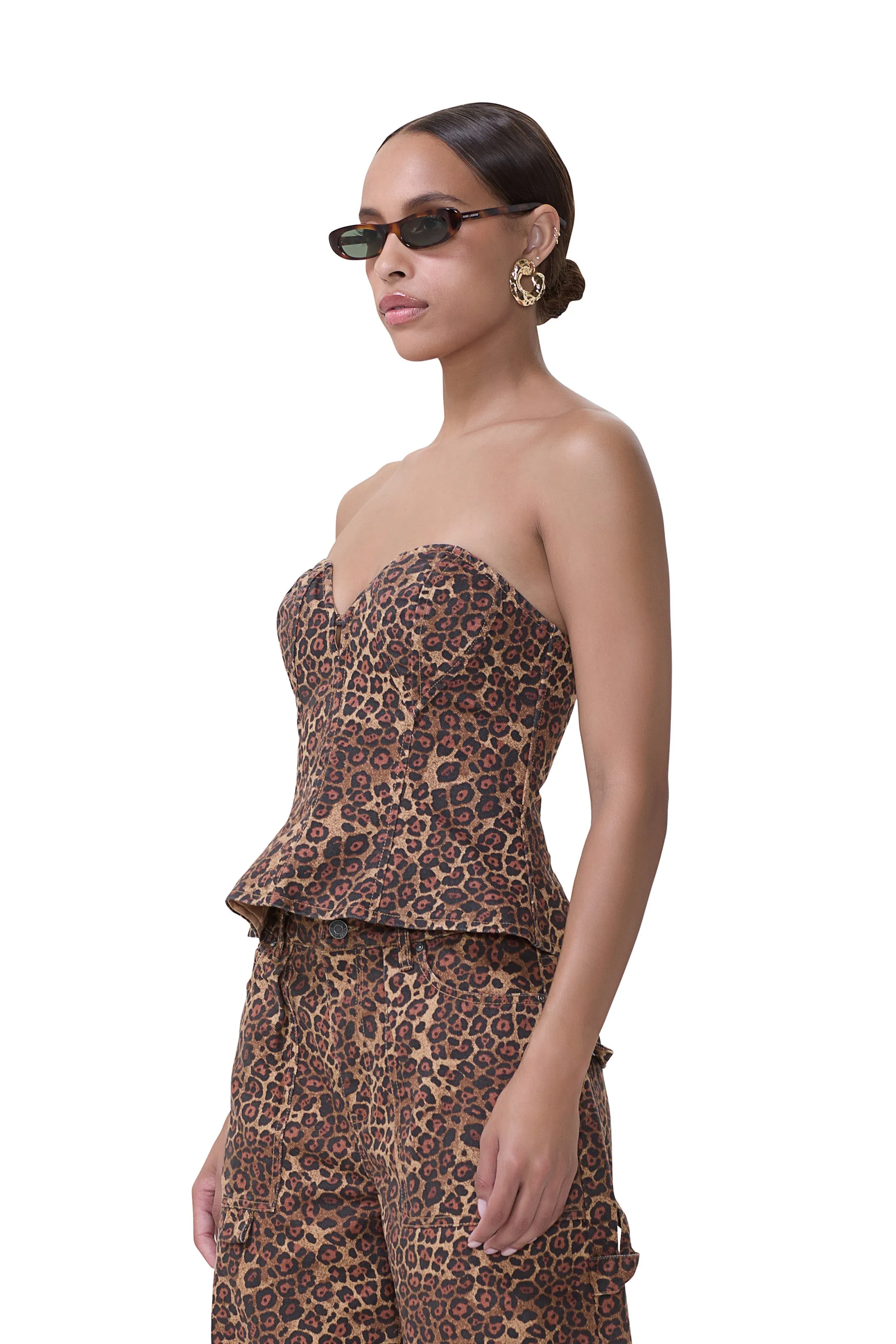 Torri Corset Top - Rock Leopard