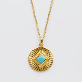 Turquoise Sunray Coin Necklace