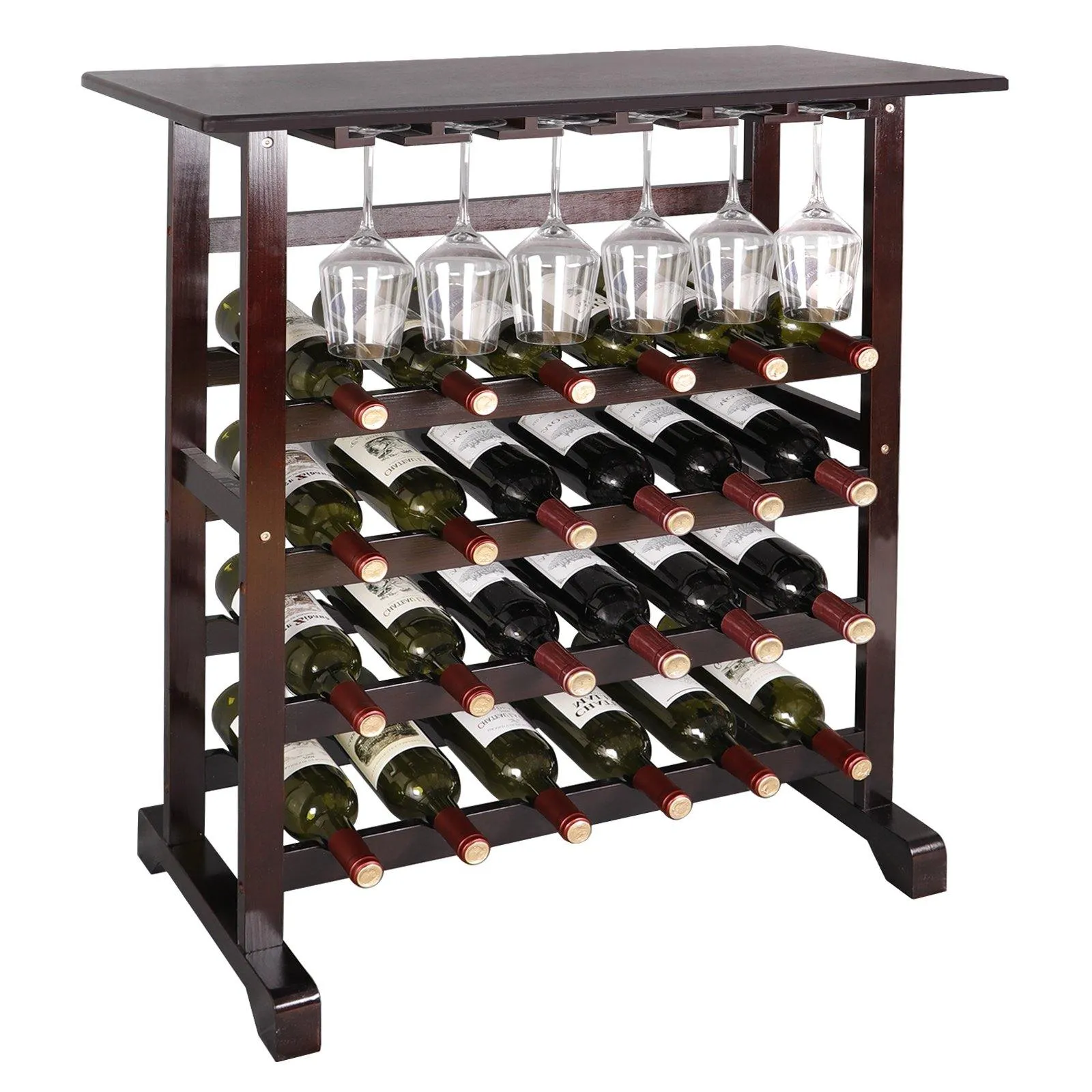 ZENY™ 24 Bottle Wood Wine Rack Wine Holder Freestanding Wine Storage