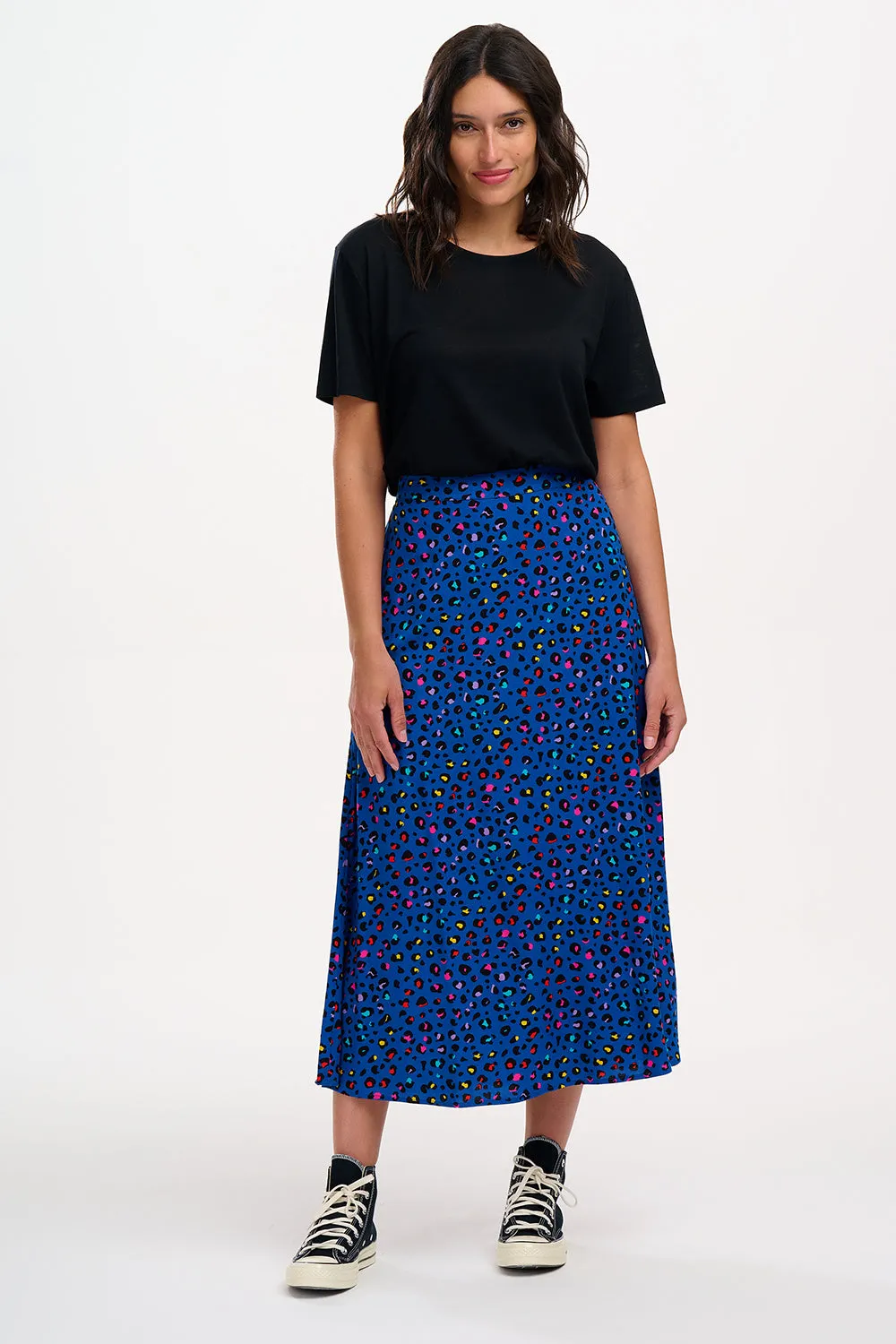 Zora Skirt - Light Navy, Rainbow Leopard