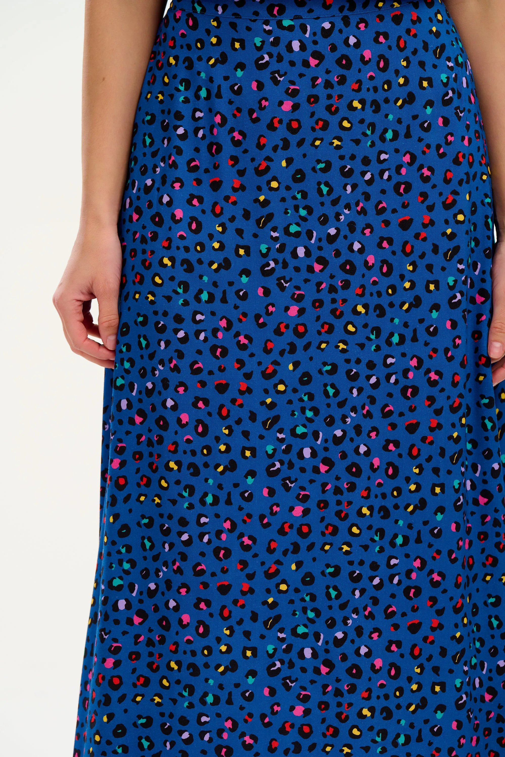 Zora Skirt - Light Navy, Rainbow Leopard